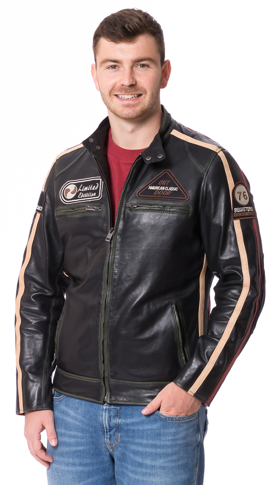 JLI antikschwarze Herren Leder Jacke von TRENDZONE