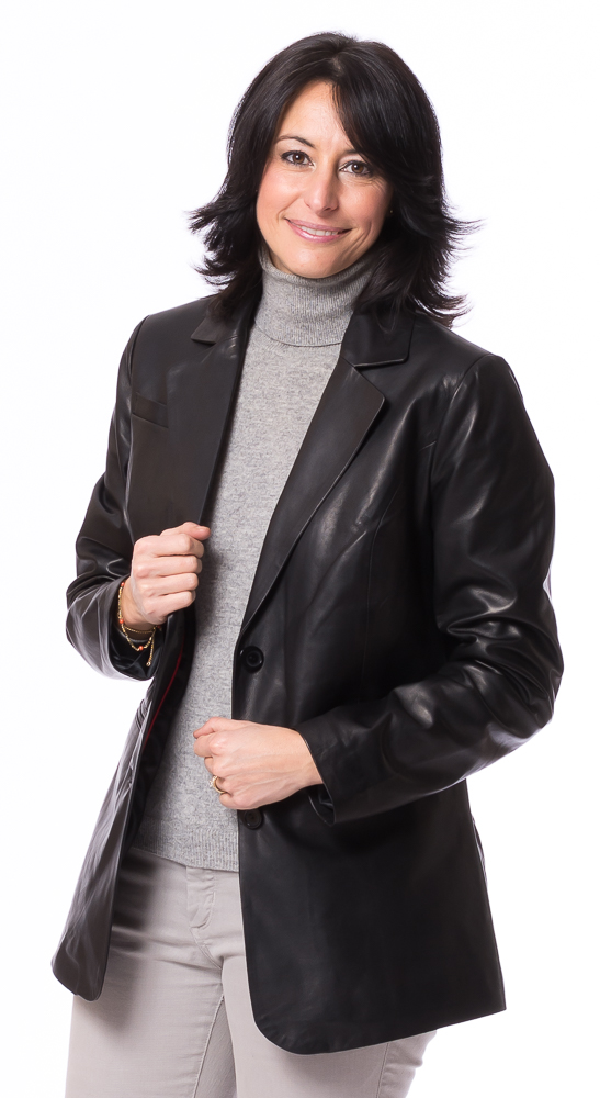 Neusiedl-19749 SR-1167 schwarz Leder Blazer für Damen von TRENDZONE