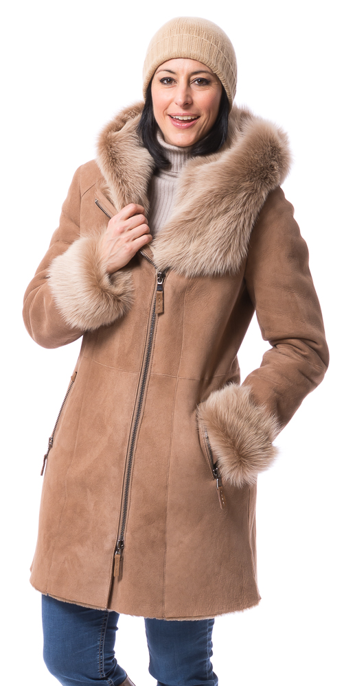 Neusiedl-23370 Milly Kap Tos caramel Damen Lammfelljacke von TRENDZONE