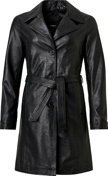 Cora schwarz Leder Mantel für Damen von SAKI