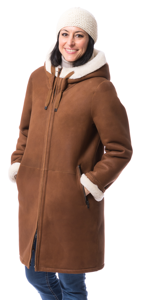 Anne 90 cognac Lammfelljacke für Damen von TRENDZONE