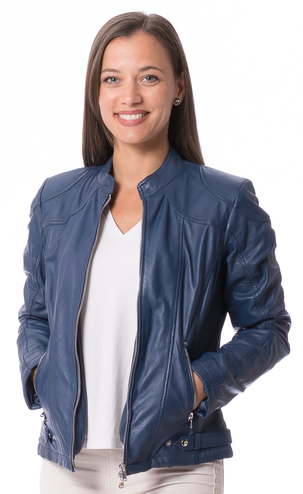 Imala blau Nappaleder Jacke für Damen von JILANI Imala blau Nappaleder Jacke für Damen von JILANI