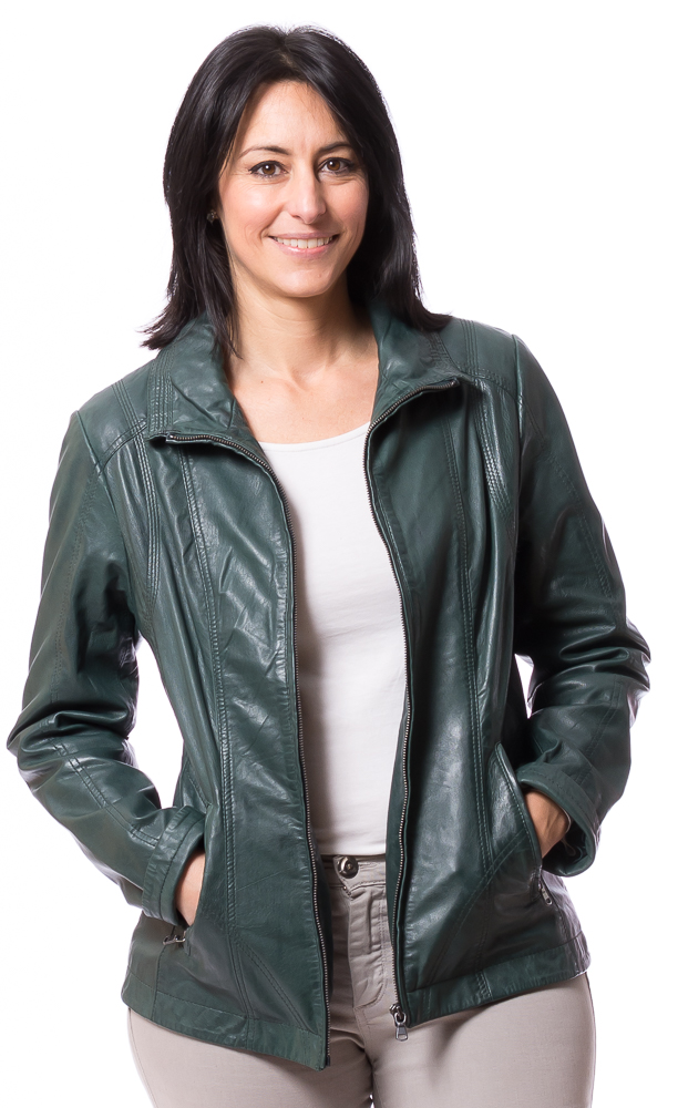 Paulina grün Damen Leder Jacke von TRENDZONE