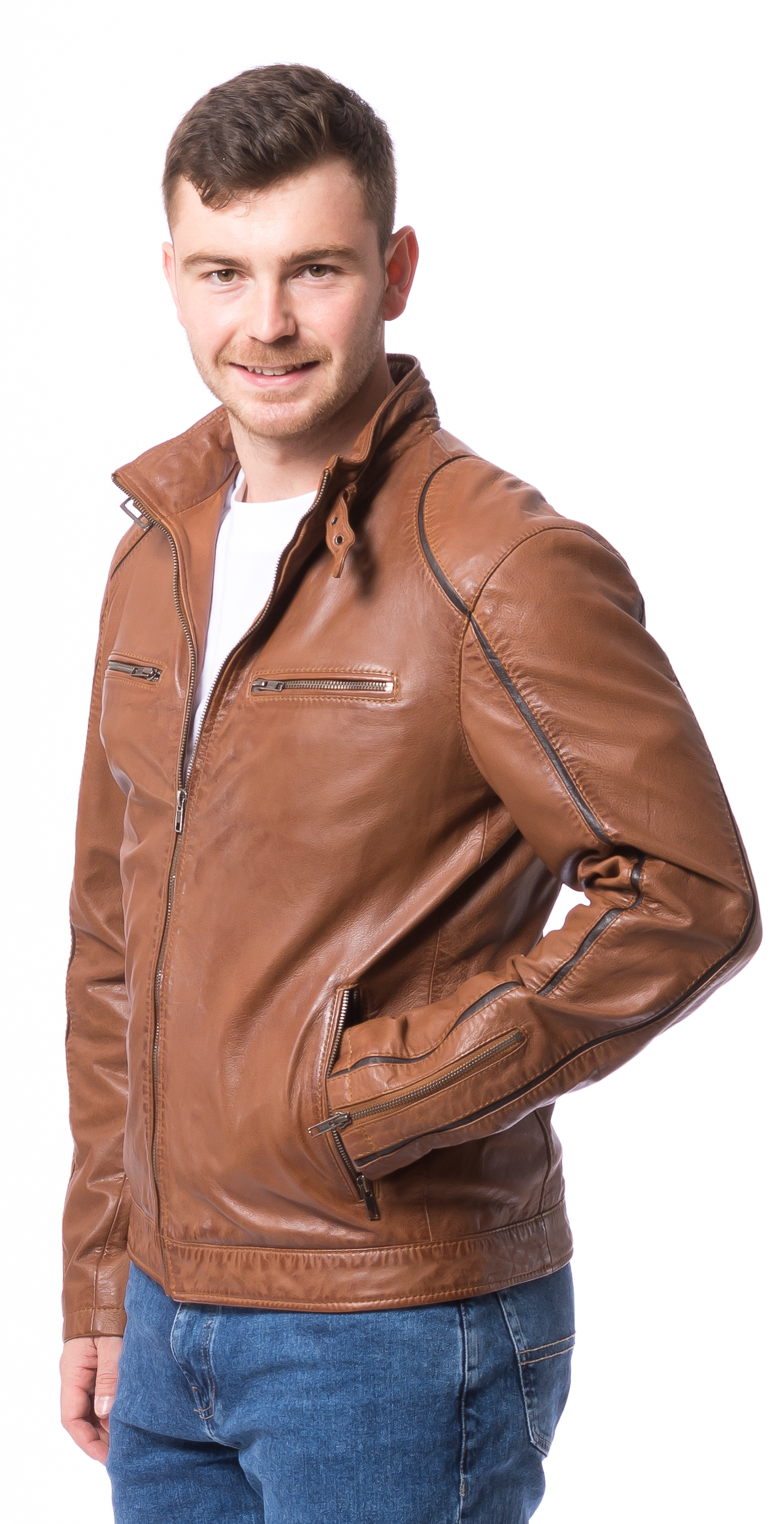 Jeremy cognac Lederjacke von TRENDZONE