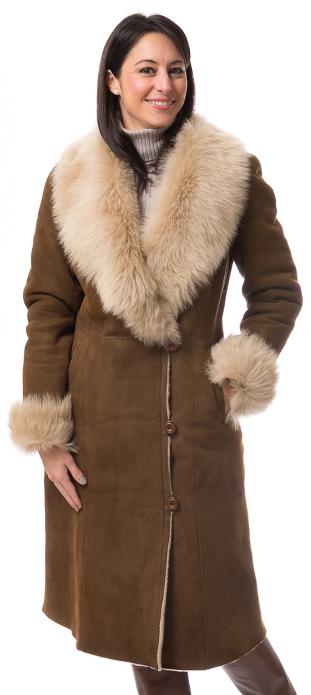 Donna camel Damen Lammfellmantel von TRENDZONE