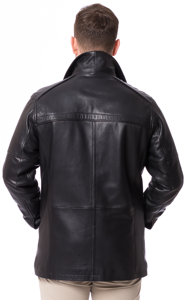 Gennaro schwarz lange Herrenjacke aus Lammnappa für Herren