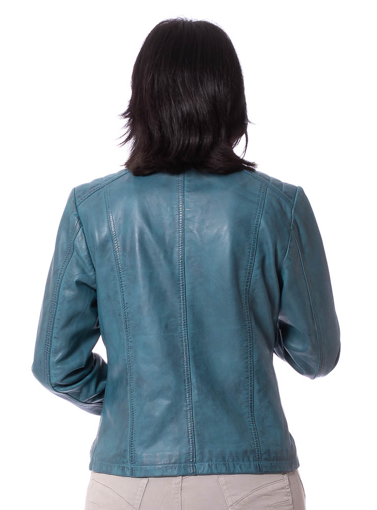 Miami türkis-grün Leder Jacke für Frauen von TRENDZONE