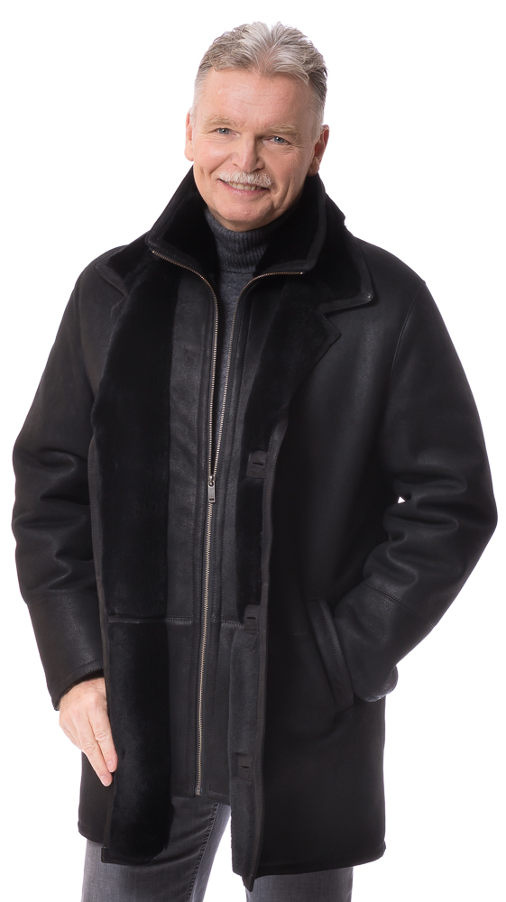 Henry schwarze Lammfell Jacke für Männer von TRENDZONE