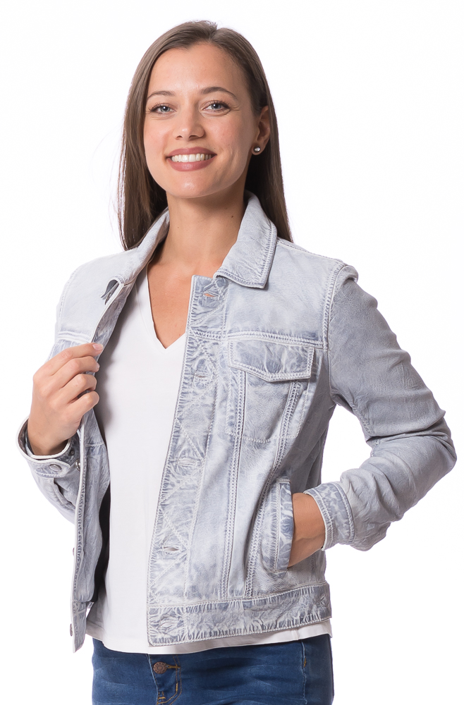 Joslyn light blue Leder Jeansjacke für Damen von ROCKANDBLUE