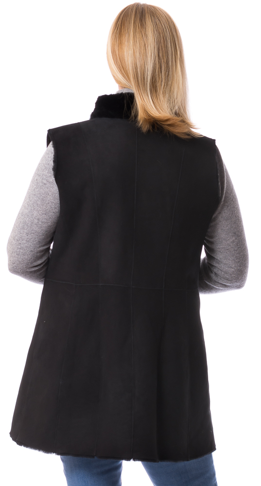 Neusiedl-17226 Lea 80 schwarze Weste aus Lammfell von TRENDZONE