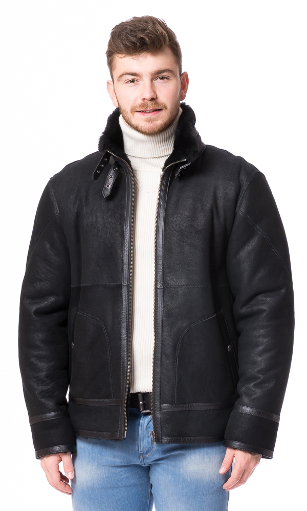 Robert schwarz Herren Lammfelljacke von TRENDZONE