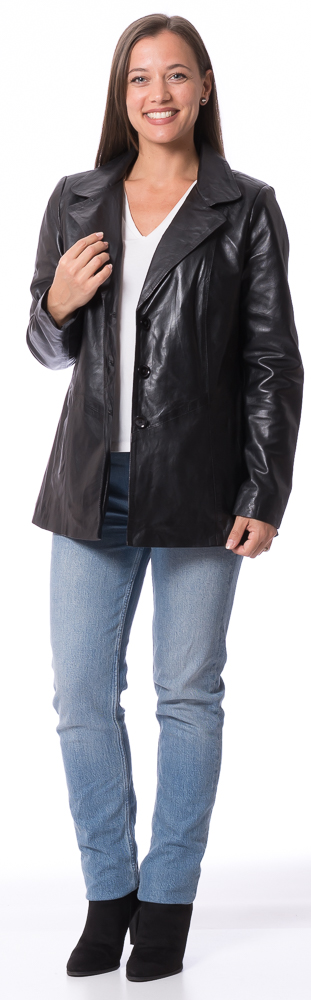 Riccarda schwarzer Damen Leder Blazer von TRENDZONE