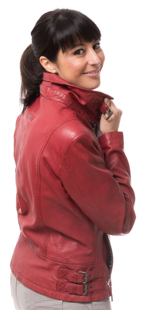 8465 rote Biker Lederjacke für Damen von CABRINI