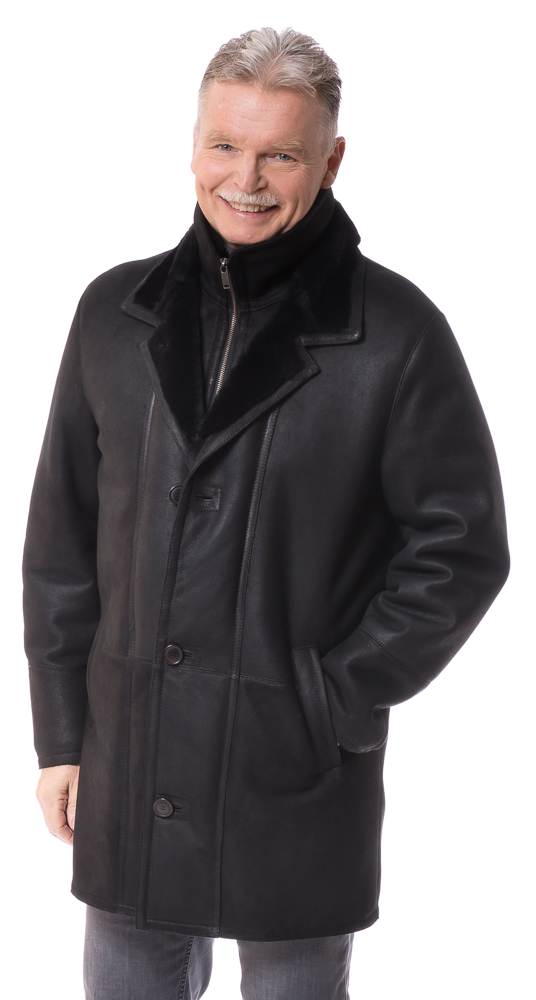 Henry schwarze Lammfell Jacke für Männer von TRENDZONE