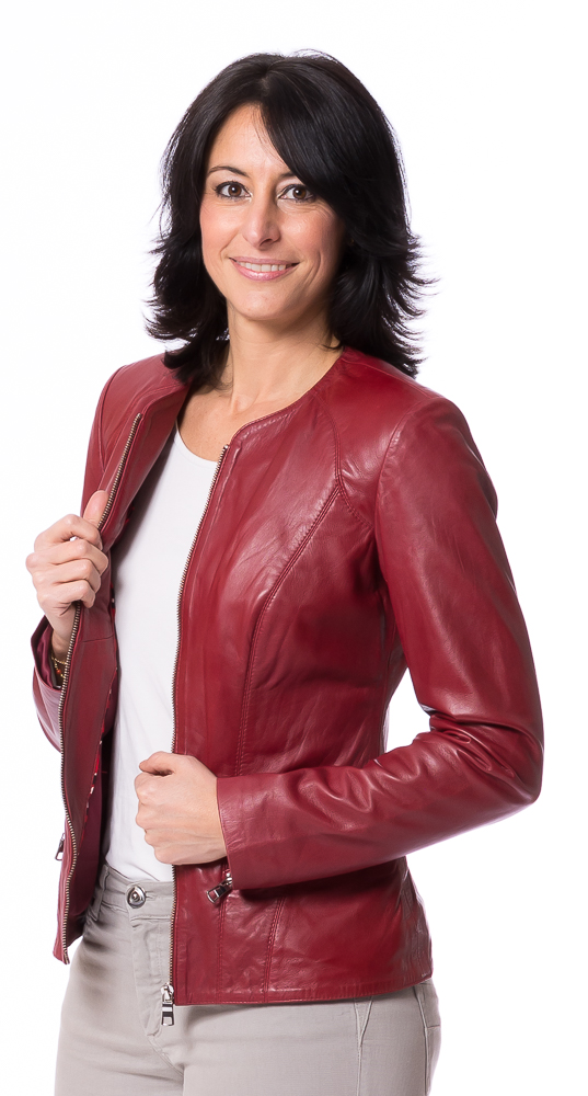 K-16-19 rot Damen Lederjacke von TRENDZONE