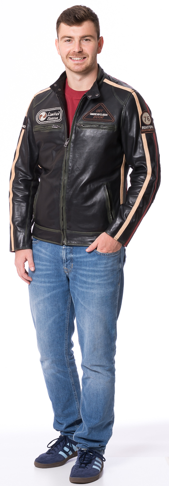JLI antikschwarze Herren Leder Jacke von TRENDZONE