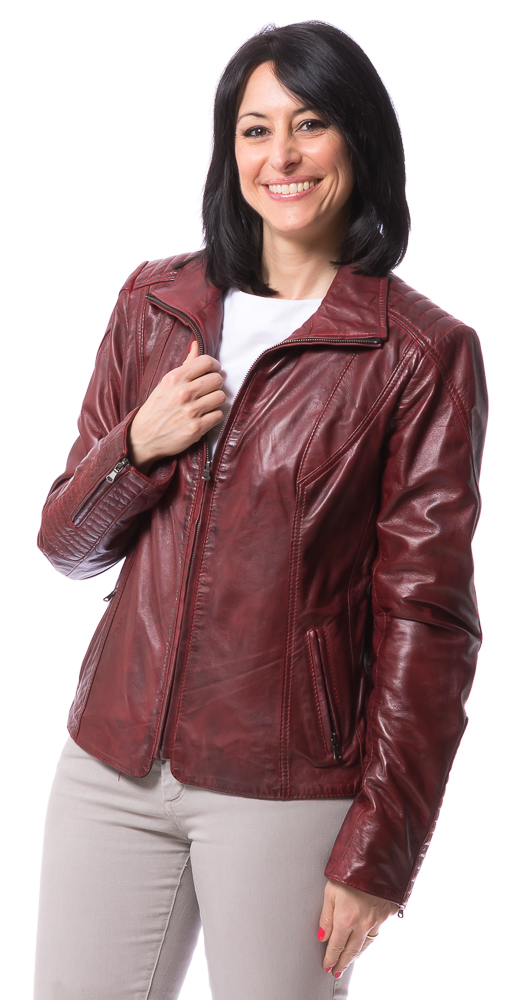 Night burgundy Damen Leder Jacke von TRENDZONE