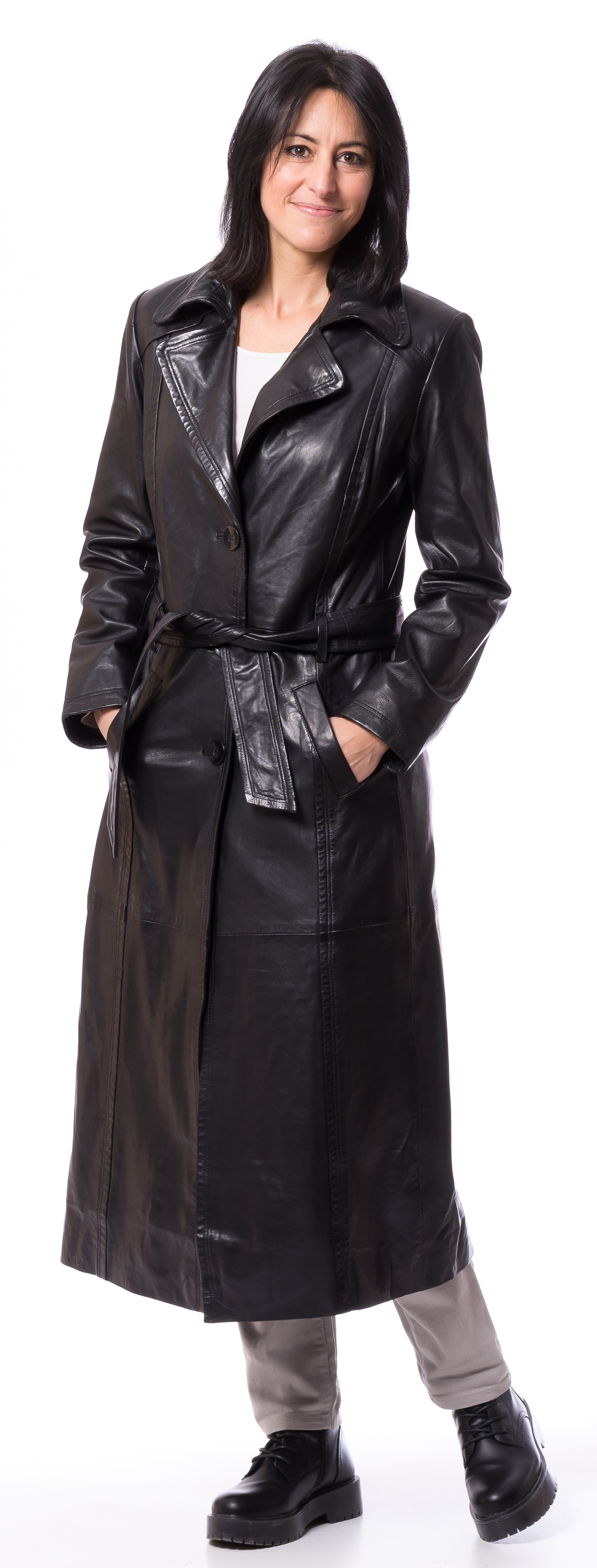 Neusiedl-21843 Sally 120 schwarz Mantel aus Nappa-Leder von TRENDZONE