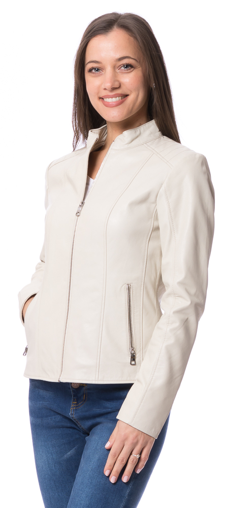 Renne beige Nappaleder Jacke für Damen von TRENDZONE
