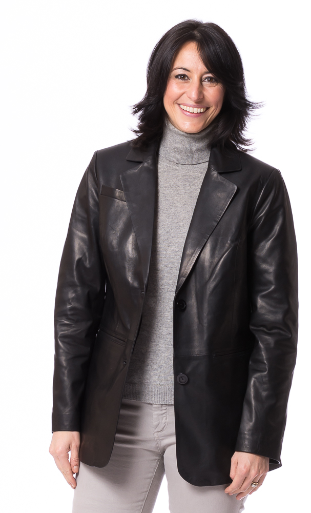 SR-1167 schwarz Leder Blazer für Damen von TRENDZONE