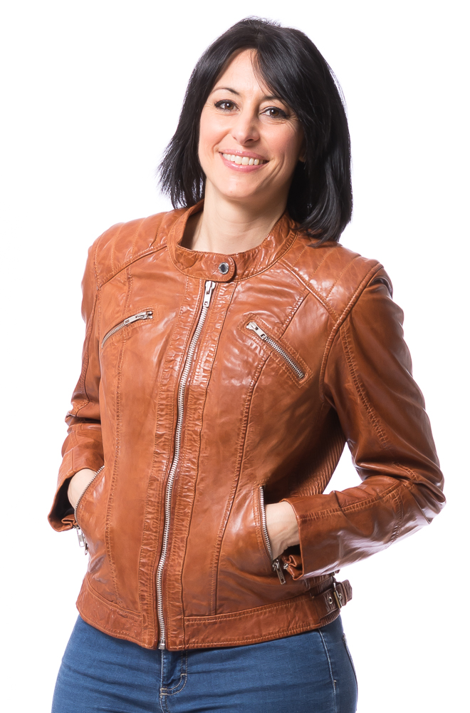 Vision cognac Nappaleder Jacke für Damen von ROCKANDBLUE