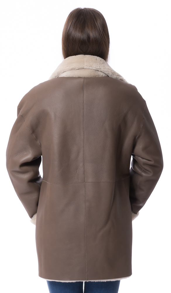 Selina khaki Lammfell Wendejacke für Damen von TRENDZONE