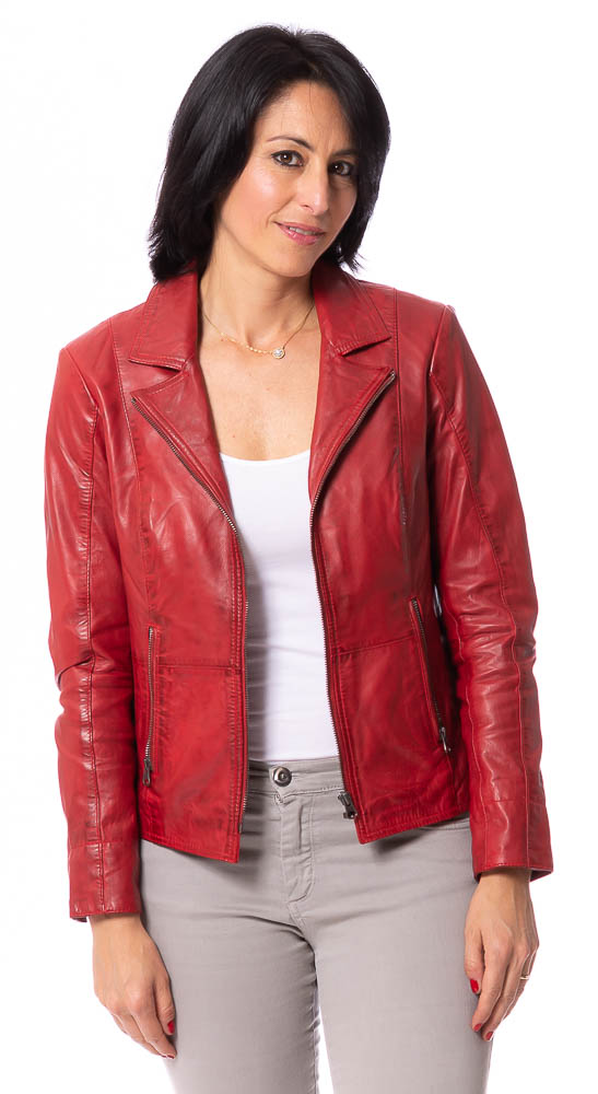 Vienna rot Kurze Lederjacke für Damen von TRENDZONE