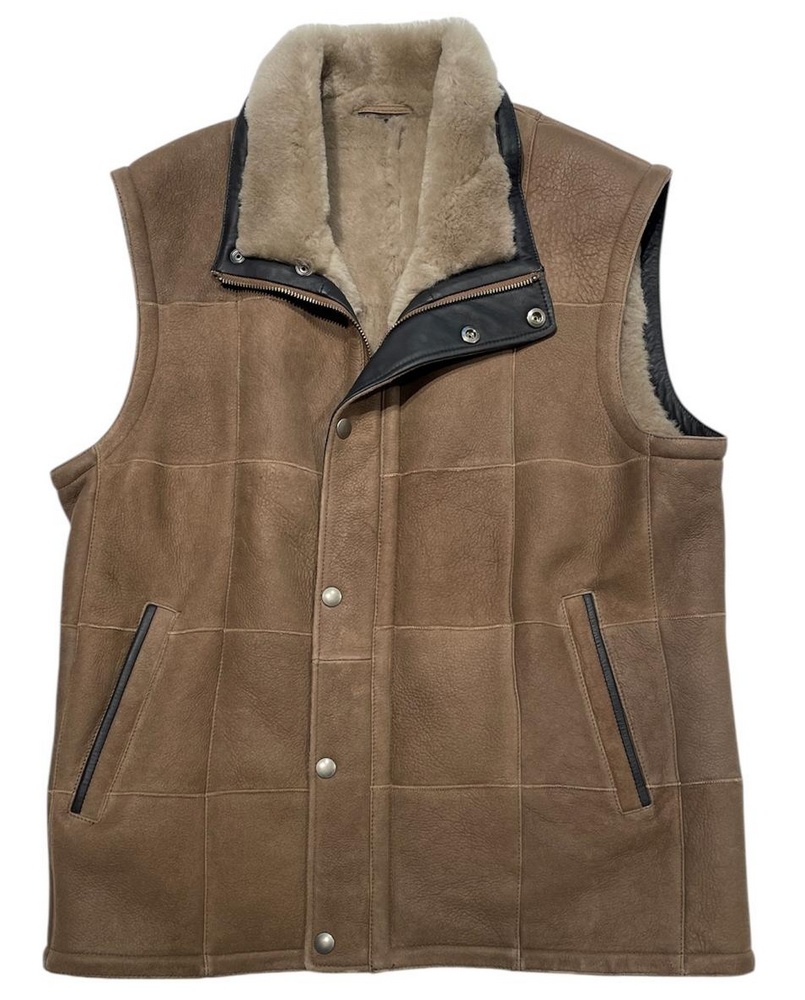 Enzo nougat Herren Lammfellweste von TRENDZONE  