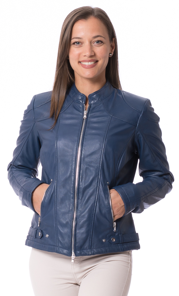 Imala blau Nappaleder Jacke für Damen von JILANI Imala blau Nappaleder Jacke für Damen von JILANI