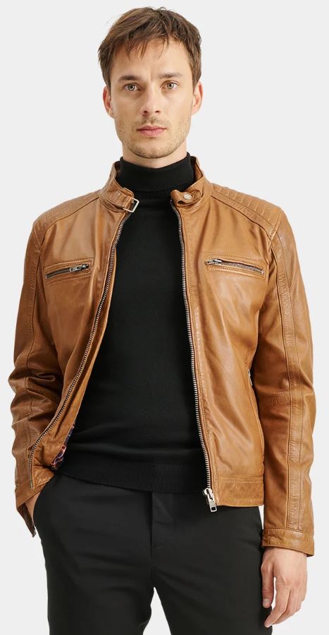 Advance cognac Herren Lederjacke von ROCKHILL