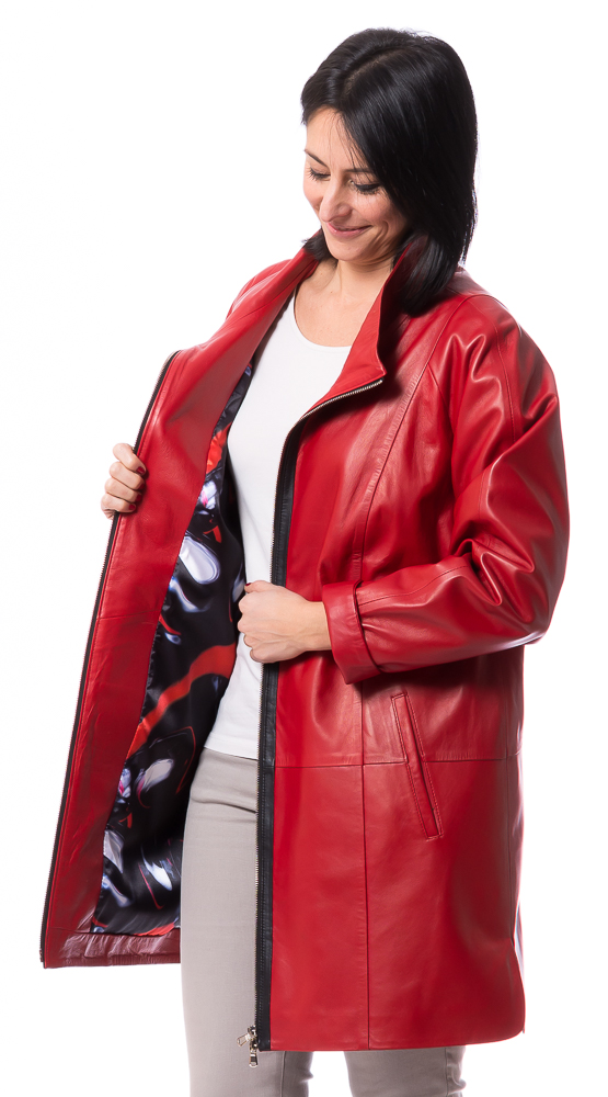 SR-1161 rot lange Nappaleder Jacke  von TRENDZONE