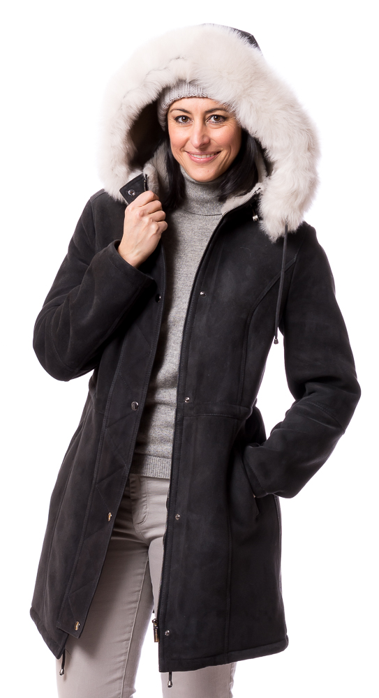 St. Moritz anthrazit Damen Lammfell Parka von TRENDZONE