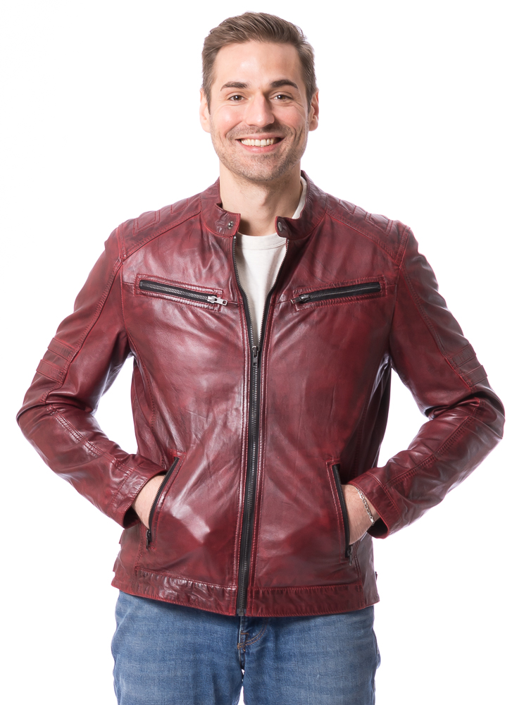 Lukas E bordeaux  Lamm Nappaleder Jacke für Herren