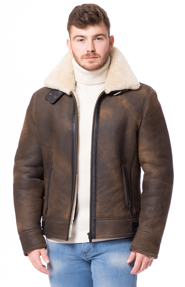 Lammfelljacke Sale %, braun, Leder, 62