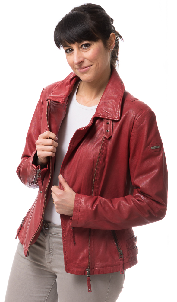 8465 rote Biker Lederjacke für Damen von CABRINI