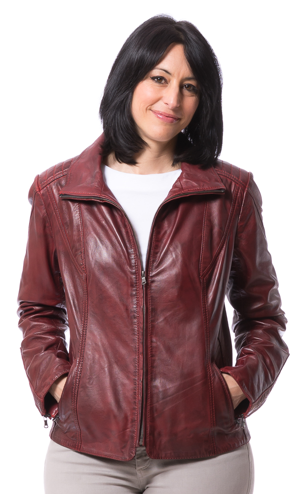 Night burgundy Damen Leder Jacke von TRENDZONE