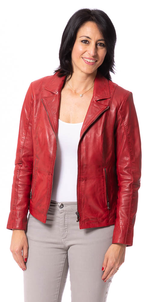 Vienna rot Kurze Lederjacke für Damen von TRENDZONE