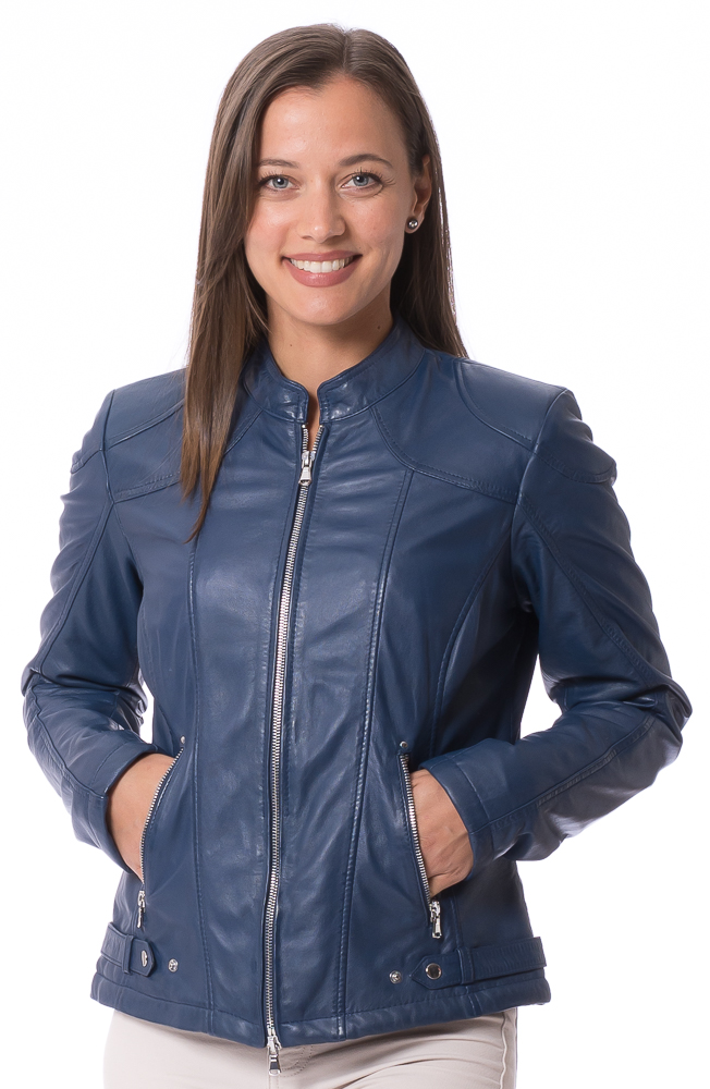 Imala blau Nappaleder Jacke für Damen von JILANI Imala blau Nappaleder Jacke für Damen von JILANI