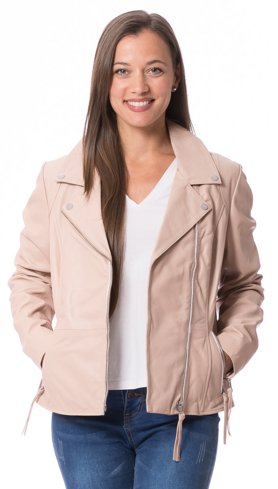 Claire nude Lammnappaleder Jacke für Damen von SAKI Claire nude Lammnappaleder Jacke für Damen von SAKI