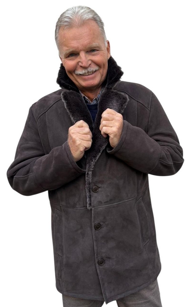 Stan 83 dunkelbraune Lammfelljacke von TRENDZONE