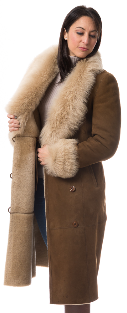 Donna camel Damen Lammfellmantel von TRENDZONE