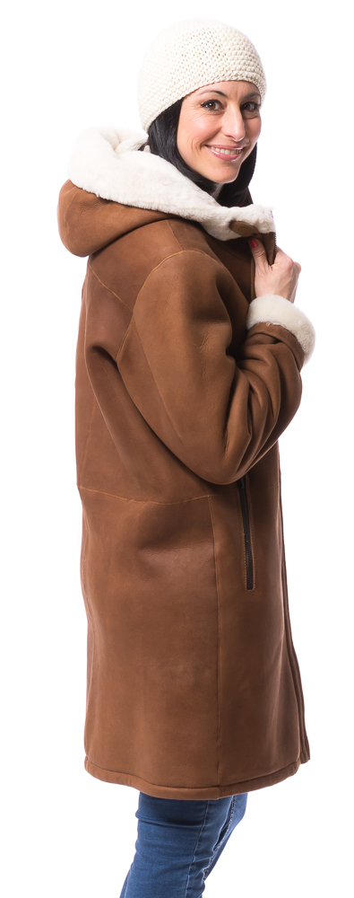 Anne 90 cognac Lammfelljacke für Damen von TRENDZONE