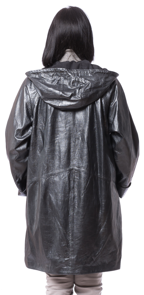 RZ-3018-2 metallicblue  lange Lederjacke für Damen von POLAR LEDER