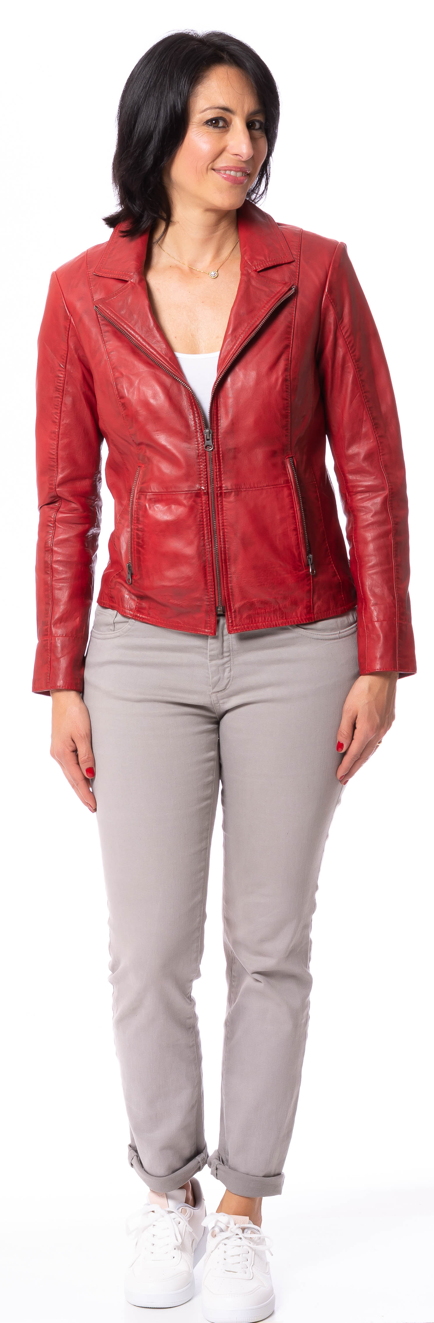 Vienna rot Kurze Lederjacke für Damen von TRENDZONE