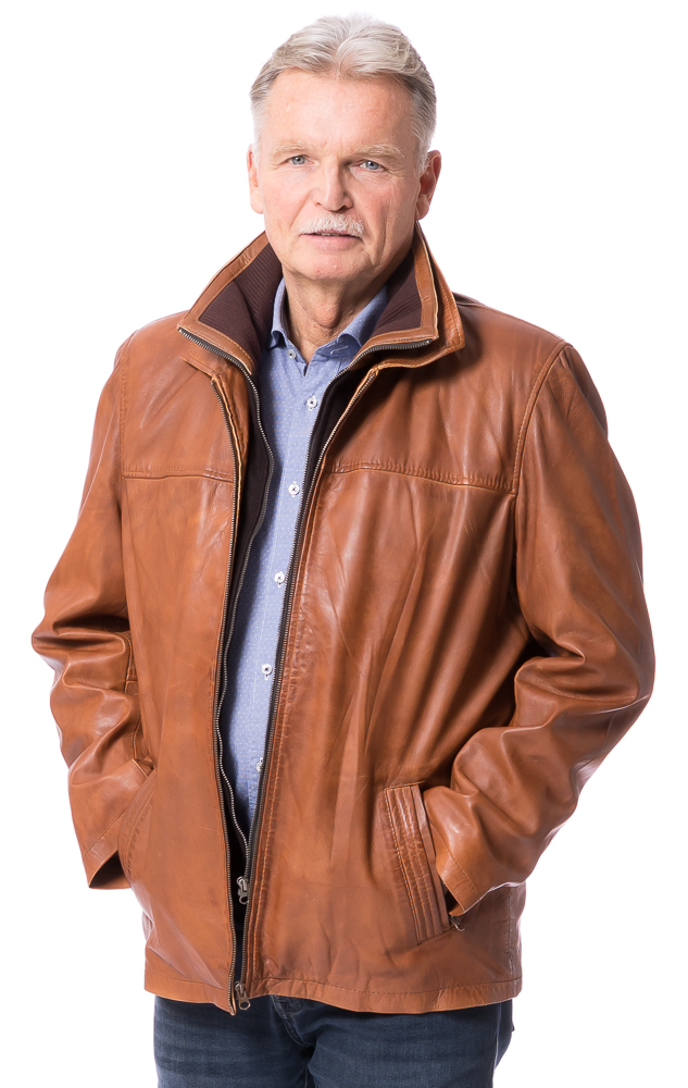 Bros cognac Herren Lederjacke aus Lammnappa Leder von TRENDZONE