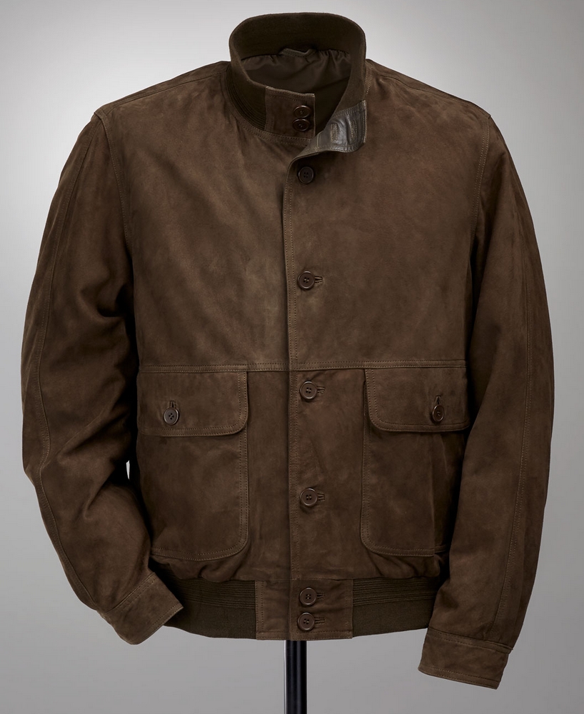 Gunther oliv Velour Leder Blouson von MADDOX