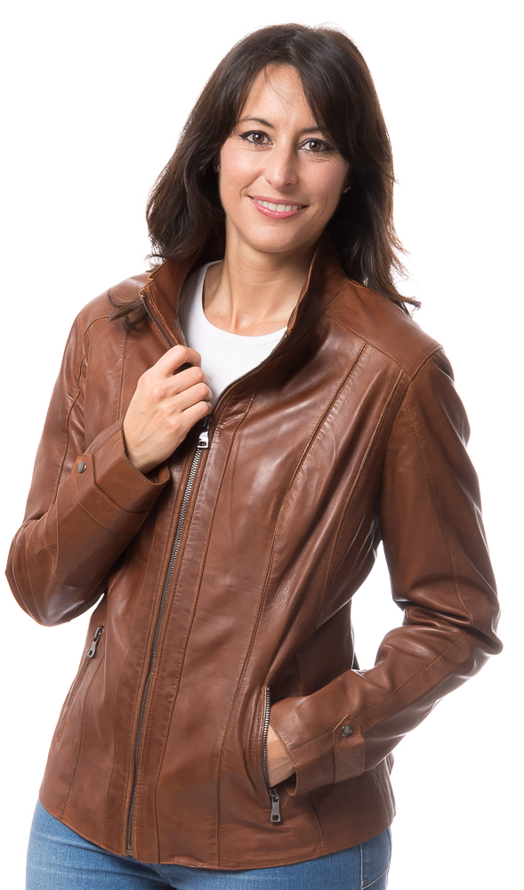 Sandy A whisky Damen Lederjacke von TRENDZONE