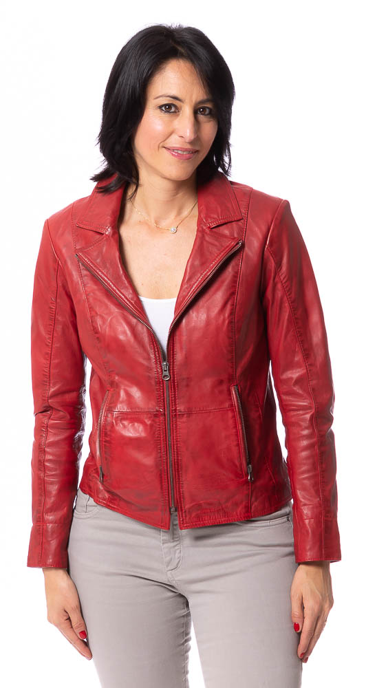 Vienna rot Kurze Lederjacke für Damen von TRENDZONE