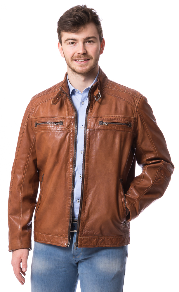 Nathan cognac Lederjacke für Männer von Maddox