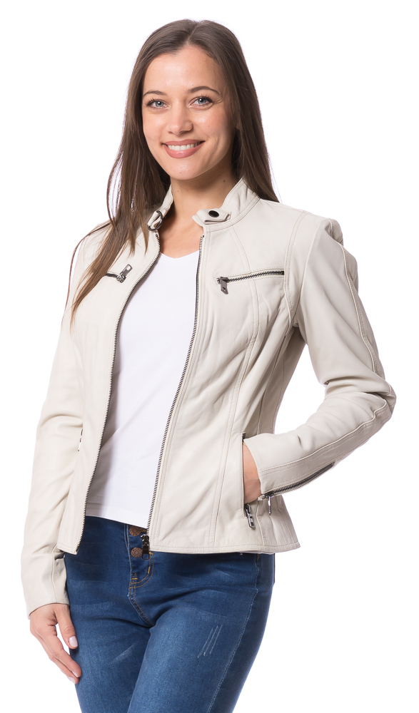 Stacy beige Damen Lederjacke von TRENDZONE